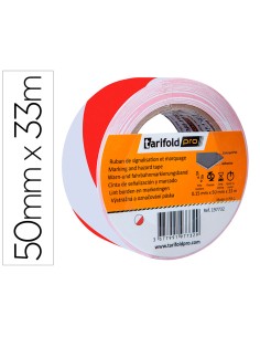 Cinta adhesiva tarifold seguridad para marcaje y senalizacion de suelo 33 mt x 50 mm color blanco rojo