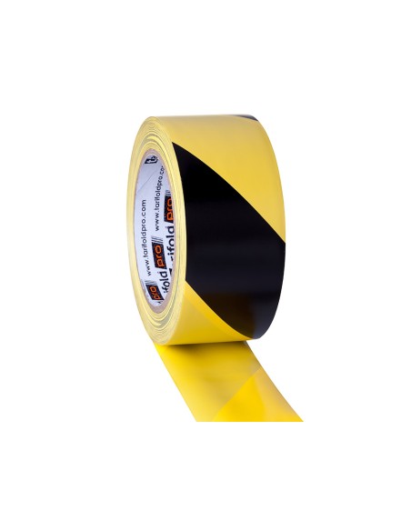 Cinta adhesiva tarifold seguridad para marcaje y senalizacion de suelo 33 mt x 50 mm color negro amarillo