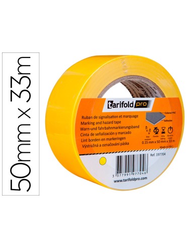 Cinta adhesiva tarifold para marcaje y senalizacion de suelo 33 mt x 50 mm color amarillo
