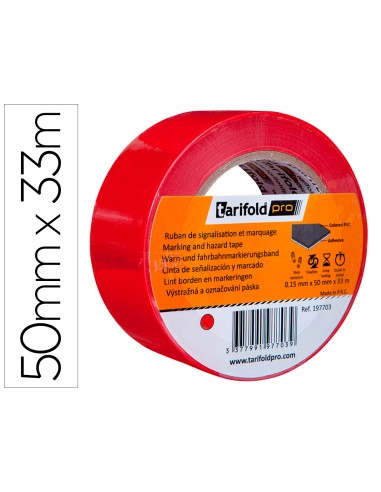 Cinta adhesiva tarifold para marcaje y senalizacion de suelo 33 mt x 50 mm color rojo