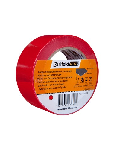 Cinta adhesiva tarifold para marcaje y senalizacion de suelo 33 mt x 50 mm color rojo