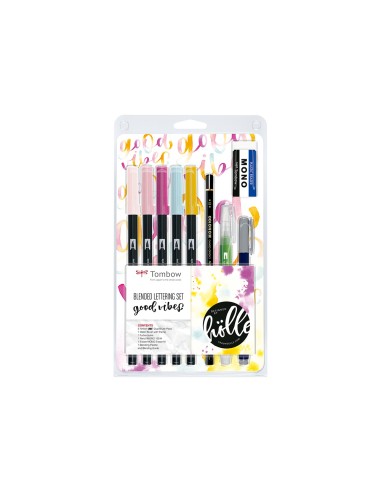 Set de caligrafia tombow blended lettering good vibes 9 piezas