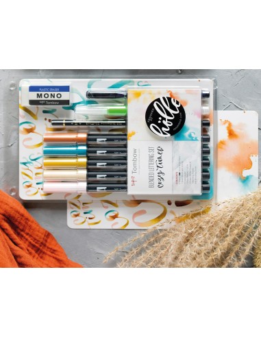 Set de caligrafia tombow blended lettering cozy times 9 piezas