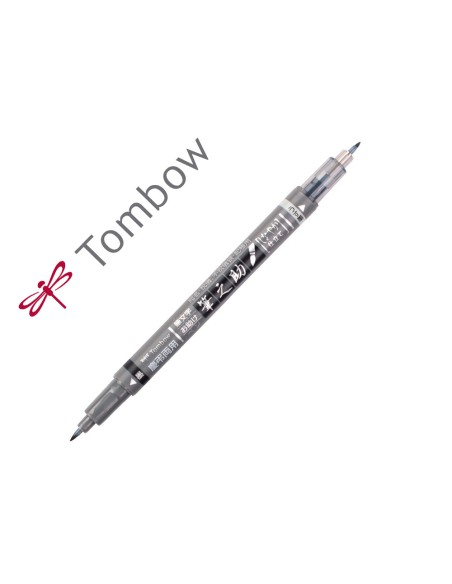 Rotulador tombow fudenosuke tinta base de agua doble punta blanda color gris negro