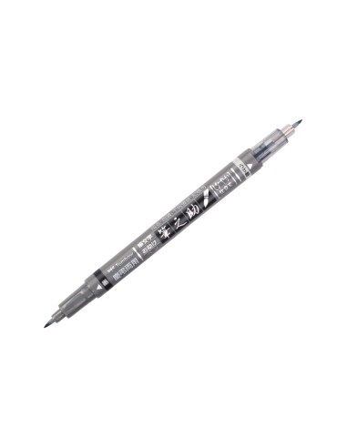 Rotulador tombow fudenosuke tinta base de agua doble punta blanda color gris negro