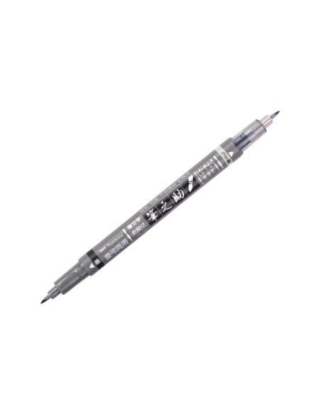 Rotulador tombow fudenosuke tinta base de agua doble punta blanda color gris negro