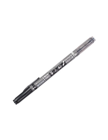 Rotulador tombow fudenosuke tinta base de agua doble punta blanda color gris negro