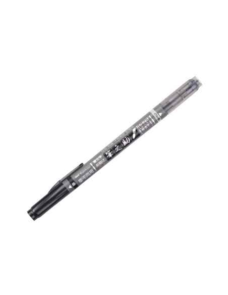 Rotulador tombow fudenosuke tinta base de agua doble punta blanda color gris negro