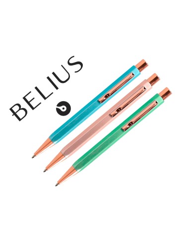 Boligrafo belius brela cuerpo hexagonal con clip colores pasteles caja de regalo con 3 boligrafos