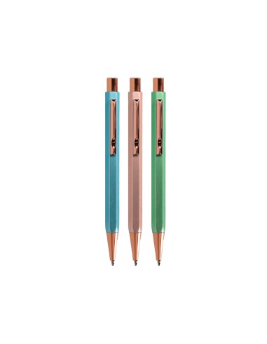 Boligrafo belius brela cuerpo hexagonal con clip colores pasteles caja de regalo con 3 boligrafos