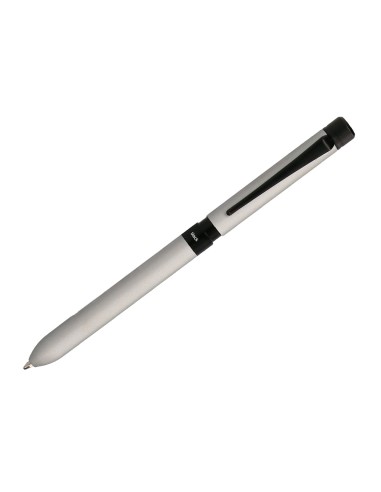 Boligrafo belius zurich 3 en 1 cuerpo plateado tinta negra y roja portaminas 05 mm en estuche
