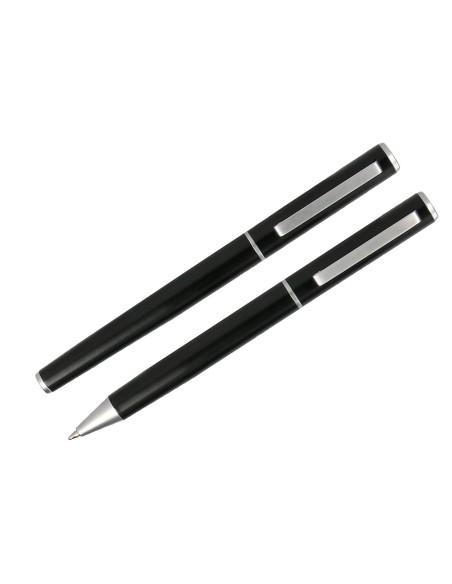 Juego boligrafo y roller belius norwich cuerpo negro mate y detalles cromados satinados en caja regalo Juego boligrafo y roller belius norwich cuerpo negro mate y detalles cromados satinados en caja regalo