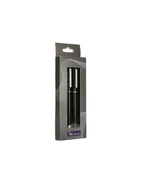 Juego boligrafo y roller belius norwich cuerpo negro mate y detalles cromados satinados en caja regalo Juego boligrafo y roller belius norwich cuerpo negro mate y detalles cromados satinados en caja regalo