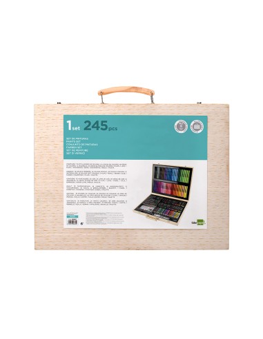 Estuche de pintura liderpapel madera 245 piezas maletin 49x366x45 cm