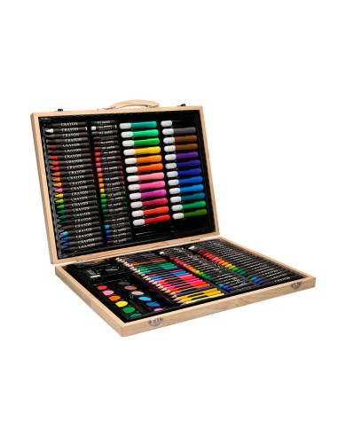 Estuche de pintura liderpapel madera 168 piezas maletin 393x30x48 cm