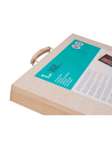 Estuche de pintura liderpapel madera 168 piezas maletin 393x30x48 cm