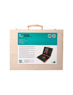 Estuche de pintura liderpapel madera 168 piezas maletin 393x30x48 cm