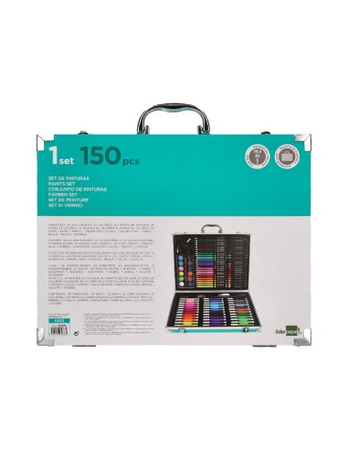 Estuche de pintura liderpapel aluminio 150 piezas maletin 378x297x46 cm