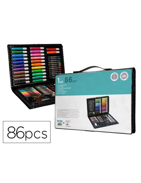 Estuche de pintura liderpapel plastico 86 piezas 34x23x32 cm Estuche de pintura liderpapel plastico 86 piezas 34x23x32 cm