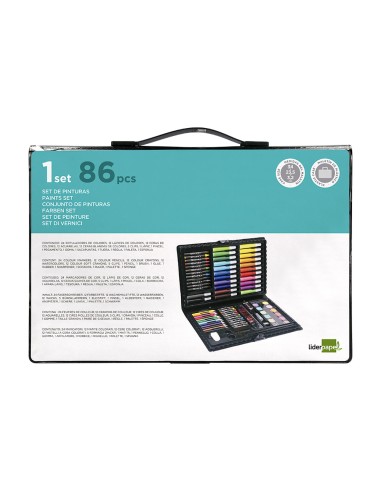 Estuche de pintura liderpapel plastico 86 piezas 34x23x32 cm
