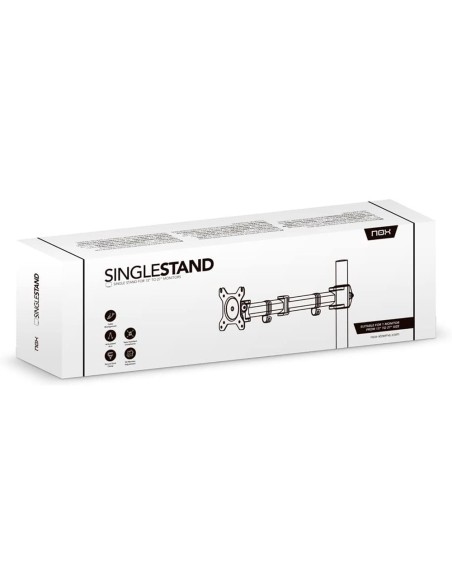 Soporte nox para monitor 13 27 compatible con vesa 75 100 altura maxima 600 mm hasta 8 kg color negro