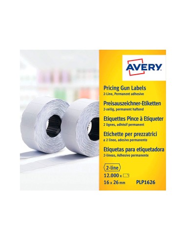 Etiqueta avery ondulada blanca permanente 26x16 mm para etiquetadora pl21 18 caja de 10 rollos de 1200 etiqietas