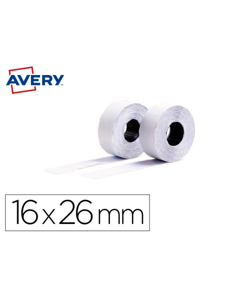 Etiqueta avery ondulada blanca permanente 26x16 mm para etiquetadora pl21 18 caja de 10 rollos de 1200 etiqietas Etiqueta avery ondulada blanca permanente 26x16 mm para etiquetadora pl21 18 caja de 10 rollos de 1200 etiqietas
