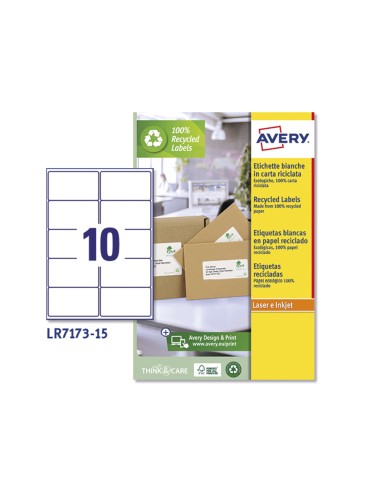 Etiqueta adhesiva avery blanca permanente reciclada 100 paraimpresora laser 991x57 mm caja de 150 unidades