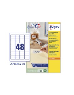 Etiqueta adhesiva avery blanca removible para laser ink jet fotocopiadora 457x 212 mm caja de 1200 unidades