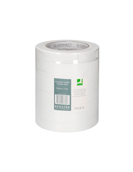 Cinta adhesiva q connect doble cara 33 mt x 19 mm
