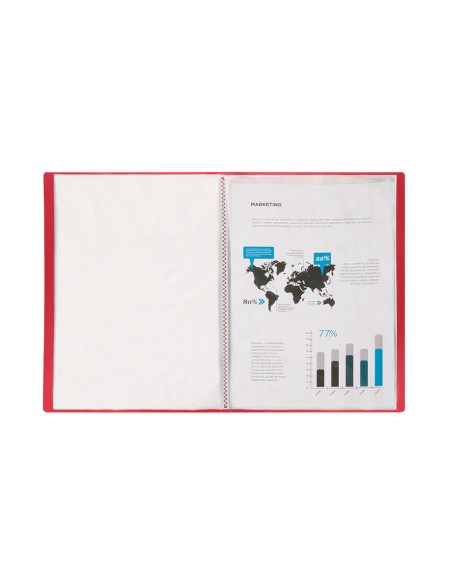 Carpeta liderpapel escaparate 40 fundas polipropileno din a3 rojo translucido
