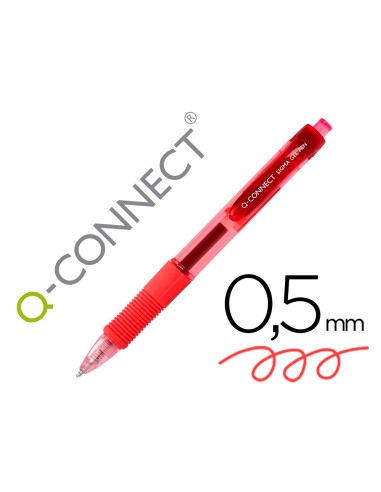 Boligrafo q connect sigma retractil con sujecion de caucho tinta gel 05 mm color rojo