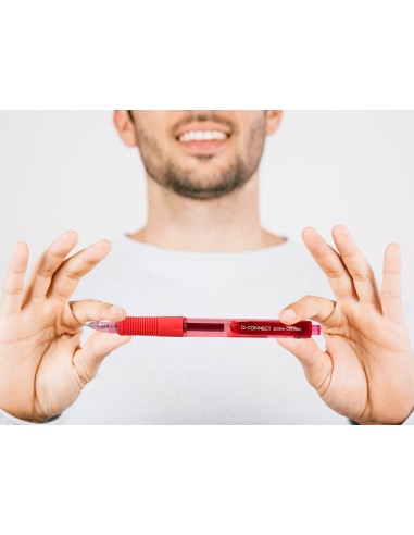 Boligrafo q connect sigma retractil con sujecion de caucho tinta gel 05 mm color rojo