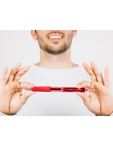 Boligrafo q connect sigma retractil con sujecion de caucho tinta gel 05 mm color rojo