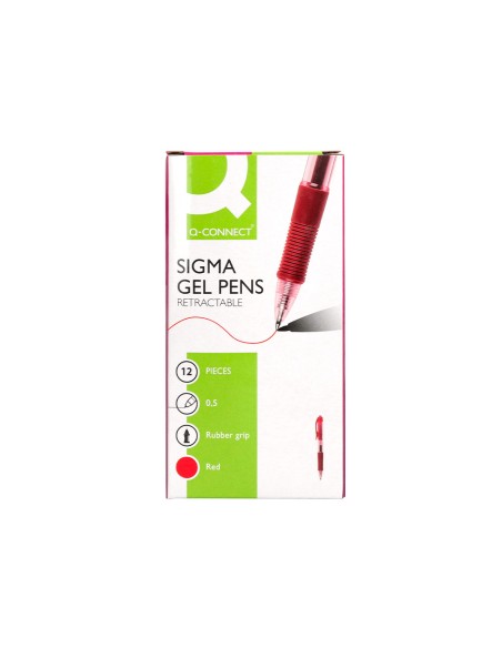 Boligrafo q connect sigma retractil con sujecion de caucho tinta gel 05 mm color rojo