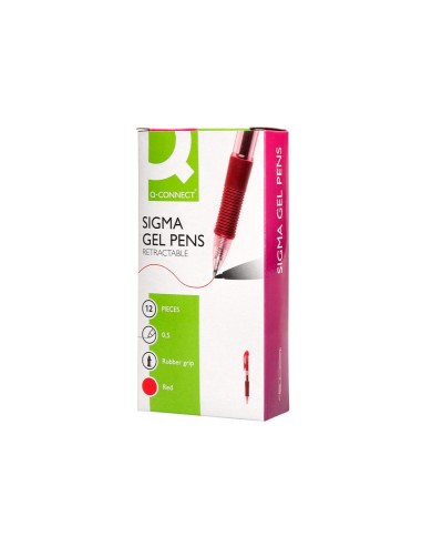 Boligrafo q connect sigma retractil con sujecion de caucho tinta gel 05 mm color rojo