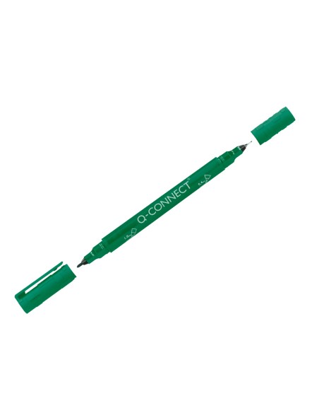 Rotulador q connect marcador permanente doble punta color verde 04 mm y 1 mm