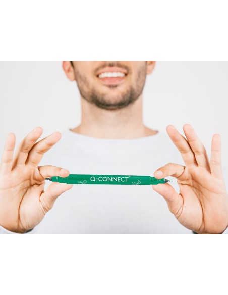 Rotulador q connect marcador permanente doble punta color verde 04 mm y 1 mm