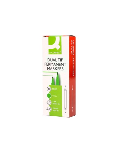 Rotulador q connect marcador permanente doble punta color verde 04 mm y 1 mm