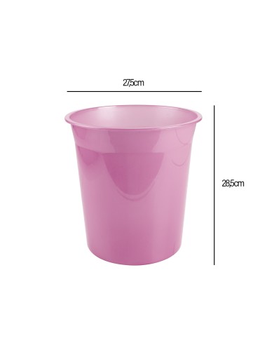 Papelera plastico liderpapel rosa translucido 13 litros 275x285 mm