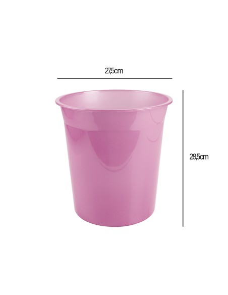 Papelera plastico liderpapel rosa translucido 13 litros 275x285 mm