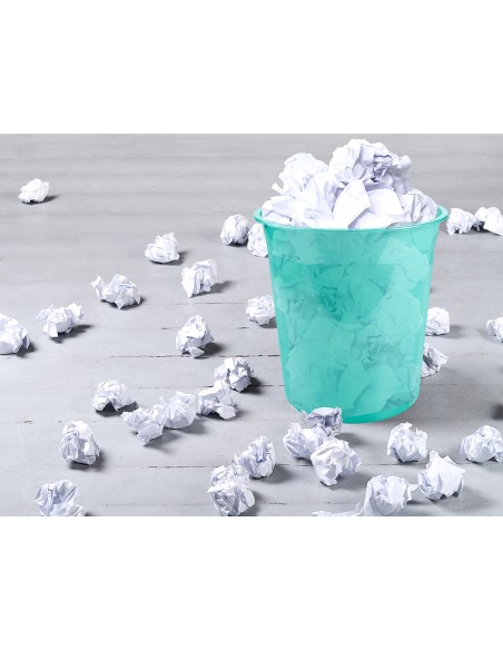 Papelera plastico liderpapel menta translucido 13 litros 275x285 mm