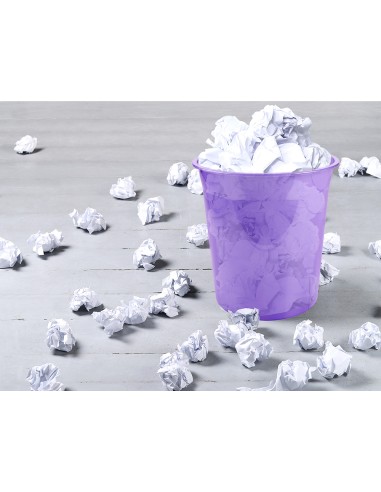 Papelera plastico liderpapel lavanda translucido 13 litros 275x285 mm