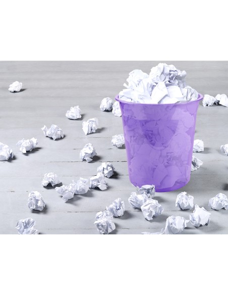 Papelera plastico liderpapel lavanda translucido 13 litros 275x285 mm