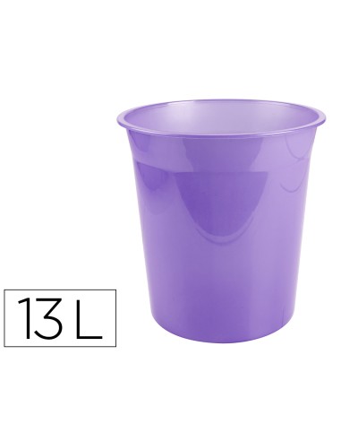 Papelera plastico liderpapel lavanda translucido 13 litros 275x285 mm