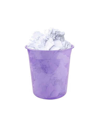 Papelera plastico liderpapel lavanda translucido 13 litros 275x285 mm