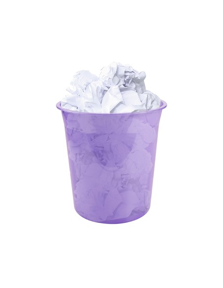 Papelera plastico liderpapel lavanda translucido 13 litros 275x285 mm