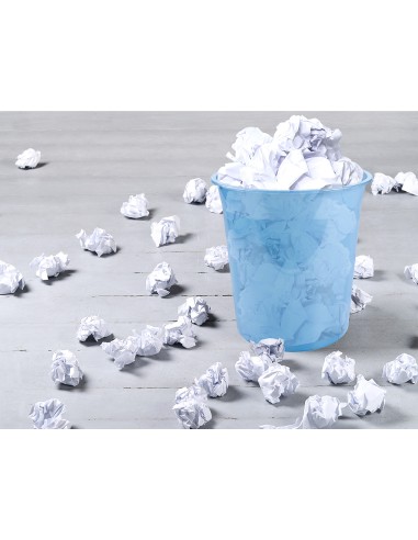 Papelera plastico liderpapel celeste translucido 13 litros 275x285 mm