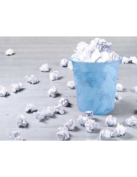 Papelera plastico liderpapel celeste translucido 13 litros 275x285 mm