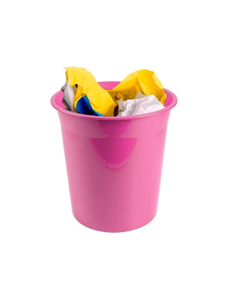 Papelera plastico liderpapel rosa opaco 13 litros 275x285 mm